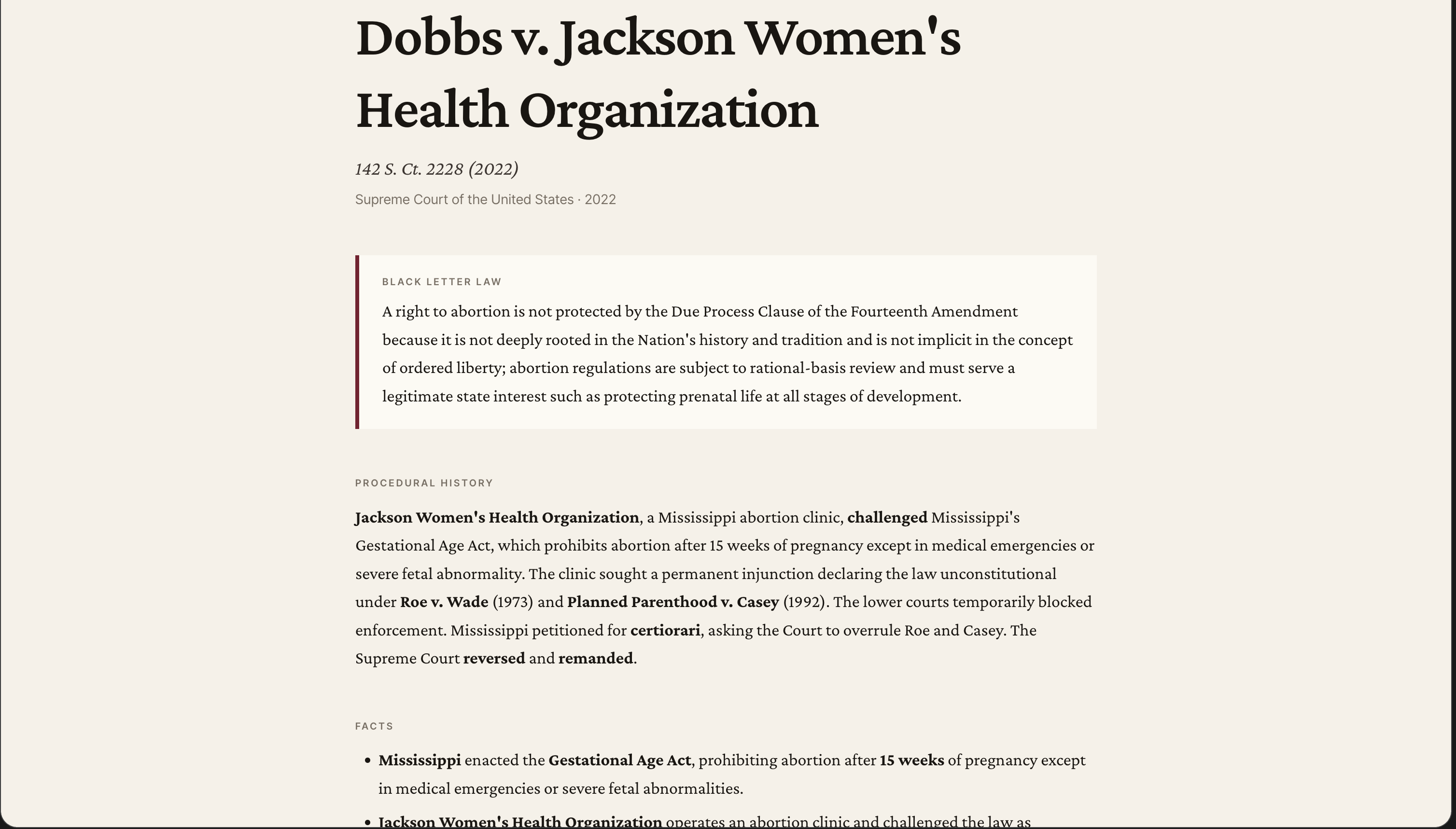 Rex generated brief for Dobbs v. Jackson Women’s Health Organization